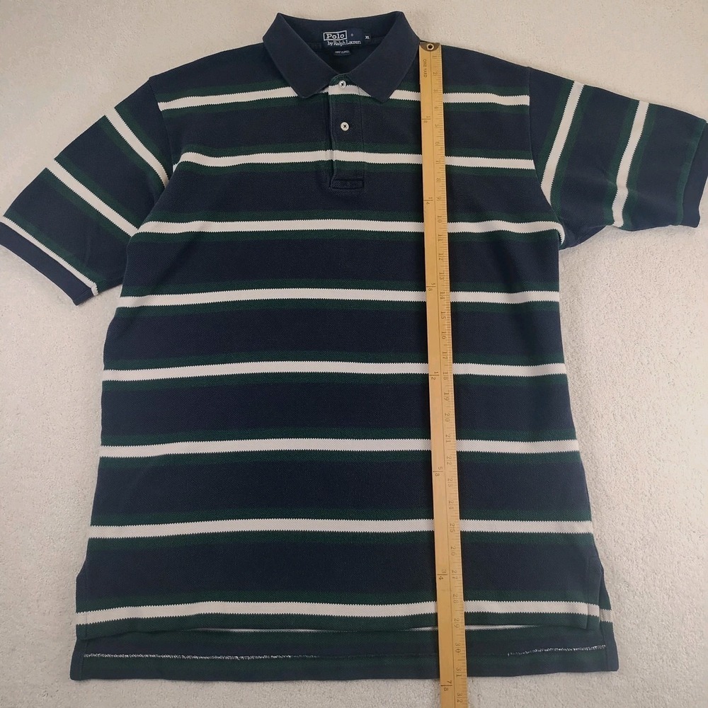 VTG Polo Ralph Lauren Shirt Men's XL Blue Green Stripe Pique Rugby Preppy 90's - Picture 6 of 7